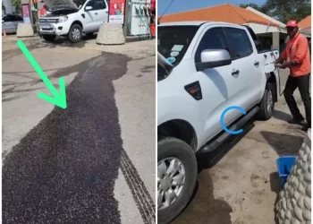 WATCH: Petrol Attendants pour full tank petrol into a man’s Ford Ranger that uses Diesel.