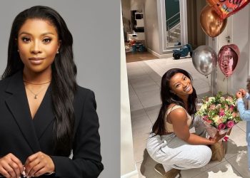 Pearl Modiadie thanks her baby daddy and current partner, for helping her son with a present.