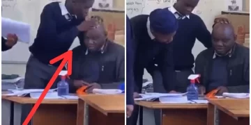 Check out what a schoolboy was caught on camera doing to his teacher that left people in stitches