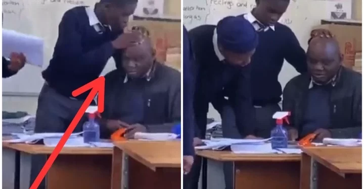 Check out what a schoolboy was caught on camera doing to his teacher that left people in stitches