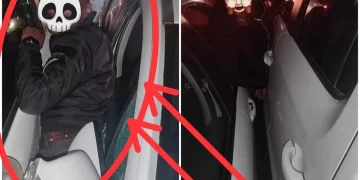 Smash and grab suspect gets squashed in between two cars, before he could make a run for it