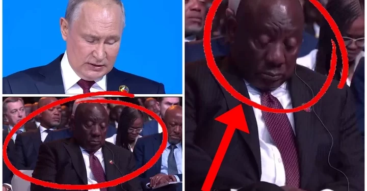 Watch: President Ramaphosa Accused Of Falling Asleep During Vladimir Putin’s Speech
