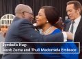 Symbolic Hug: Jacob Zuma and Thuli Madonsela Embrace at BRICS Summit 2023 Gala Dinner
