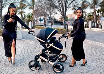 Mpho left people full of complements with her latest pictures of her and her baby in a pram