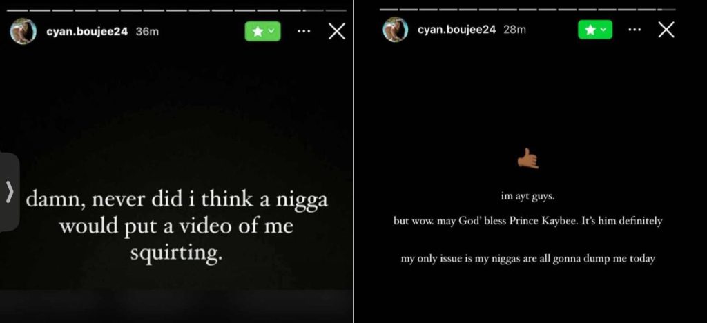 Cyan Boujee is accusing Prince KayBee of leaking her Tlof Tlof Video