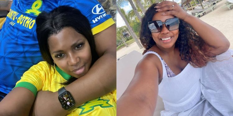 Carol Tshabalala & her husband Jacob rock Mamelodi Sundowns jerseys