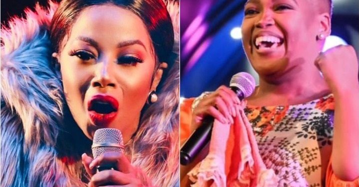 Kelly Khumalo drags Ntokozo Mbambo after she wins at the SAMA awards
