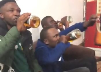 WATCH|| Suspects Caught Stealing Alcohol Worth R14k Forced To Drink Or Face The Community.