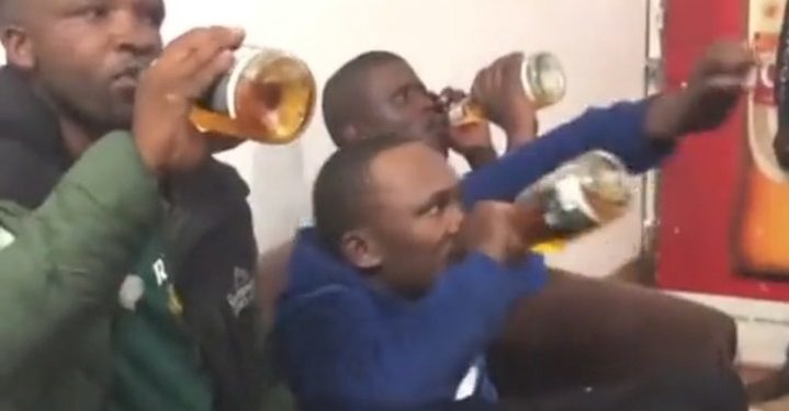 WATCH|| Suspects Caught Stealing Alcohol Worth R14k Forced To Drink Or Face The Community.