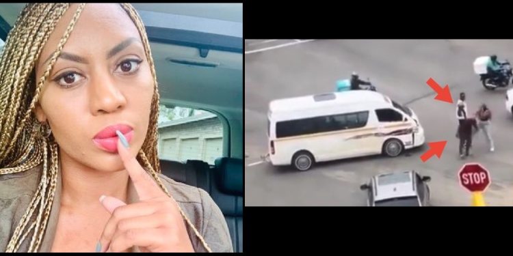 A lady who was captured beating up a taxi driver was zoomed in a CCTV footage & exposed, see her