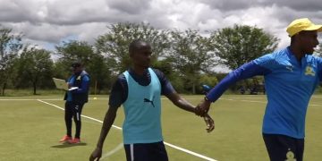 Mamelodi Sundowns shares a video of Coach Rhulani shouting Thembinkosi Lorch