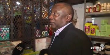 Ramaphosa Visited A Foreign Spaza Shop In Soweto, See What He Did In The Shop That Left SS Talking