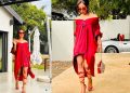 Kelly Khumalo Posts Photos Wearing Red Shirt, Holding Handbag and People Notice Something
