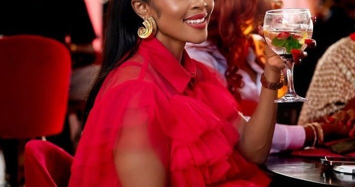 Thembi Seete looking cute in Red