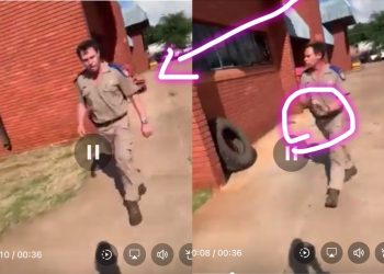 “He Must Be Fired”- Mzansi React to a Video Of White Traffic Cop who Chased & Beat a Black Man