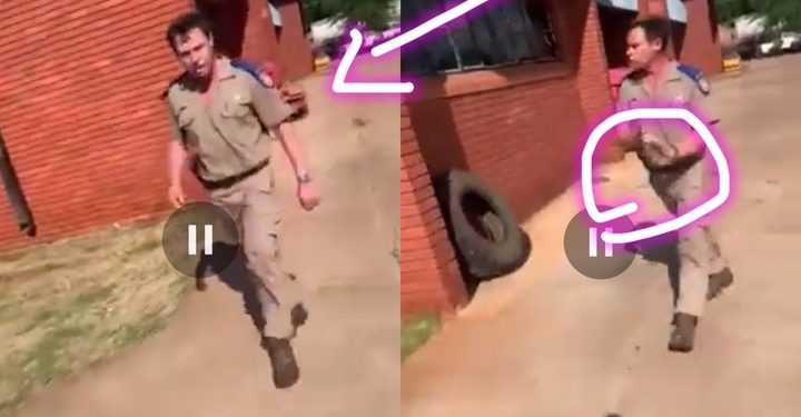 “He Must Be Fired”- Mzansi React to a Video Of White Traffic Cop who Chased & Beat a Black Man