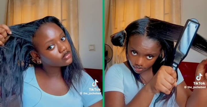 Viral TikTok Video of Woman Straightening Long Relaxed Hair Wows Mzansi