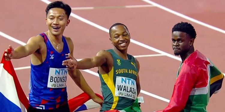 Bayanda Walaza claimed victory as the World Under 20 men’s 100m Champion in Lima