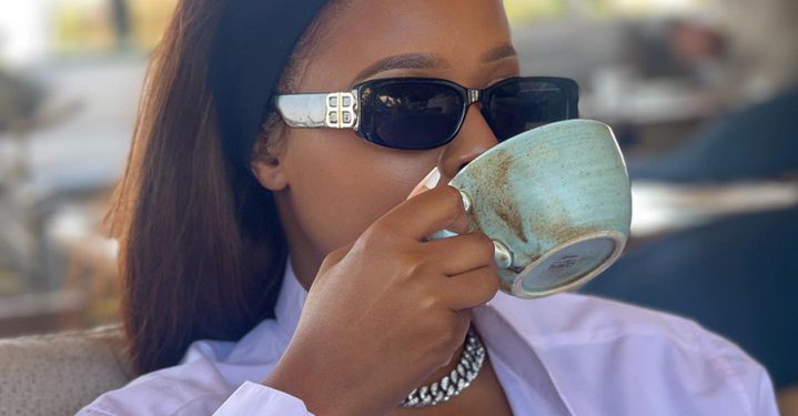 Natasha Thahane Welcomes Monday In Style With Stunning Black And White Outfit And Coffee Ritual