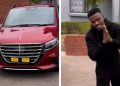 Teboho Mokoena celebrates after buying a new vehicle despite being sidelined for Mamelodi Sundowns team