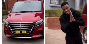 Teboho Mokoena celebrates after buying a new vehicle despite being sidelined for Mamelodi Sundowns team