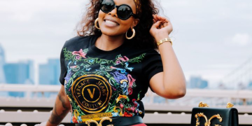 Nomcebo Zikode Stuns In Red And Black Versace And Dolce Ensemble In New York