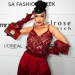 Pearl Thusi Stuns in a Rose Red Dressed By Gert-Johan Coetzee Turning Heads At SA Fashion Week