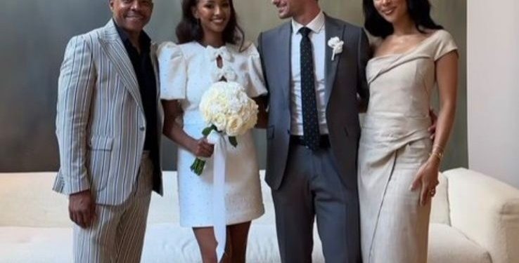 Duduzile Zuma’s ex-husband Lonwabo Sambudla with his new girlfriend Sarah Langa at a wedding.