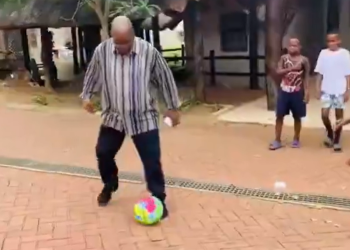 Jacob Zuma Kicks Back: Viral Video Shows Former President Playing Soccer with Grandkids