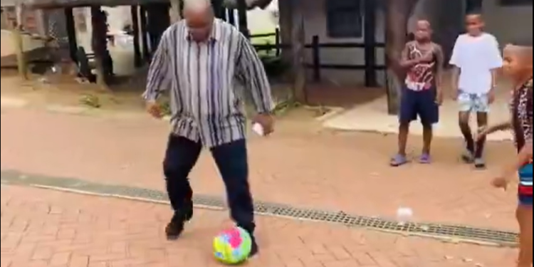 Jacob Zuma Kicks Back: Viral Video Shows Former President Playing Soccer with Grandkids