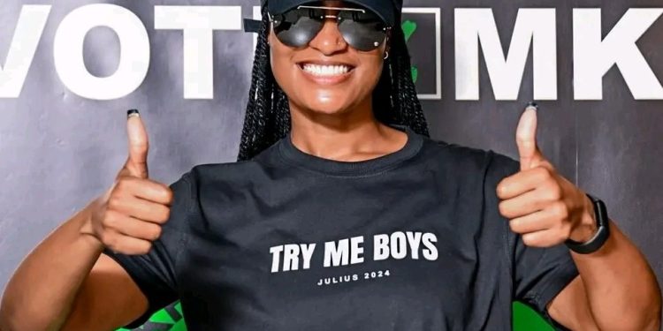 “Try Me Boys”: Duduzile Zuma Sparks Political Debate with Provocative T-Shirt Featuring Malema’s Slogan