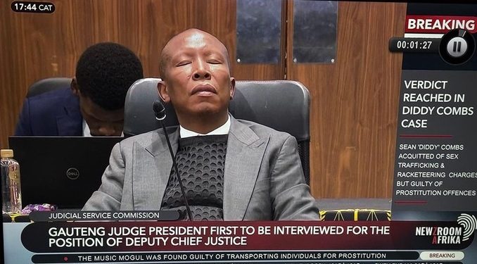 “Malema’s Closed Eyes Spark Debate During Judicial Interview”