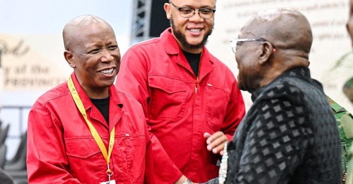Zuma Crosses the Floor to Greet Malema After EFF Forces Recognition Showdown