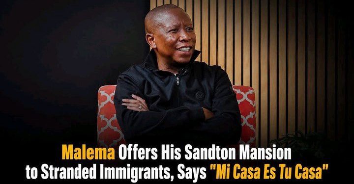Malema “Offers” Sandton Mansion to Stranded Immigrants in Satirical Report Sparks Online Reactions